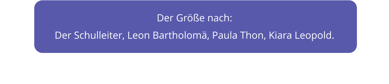 Der Größe nach:  Der Schulleiter, Leon Bartholomä, Paula Thon, Kiara Leopold.