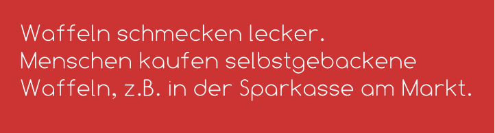 Waffeln schmecken lecker.  Menschen kaufen selbstgebackene Waffeln, z.B. in der Sparkasse am Markt.